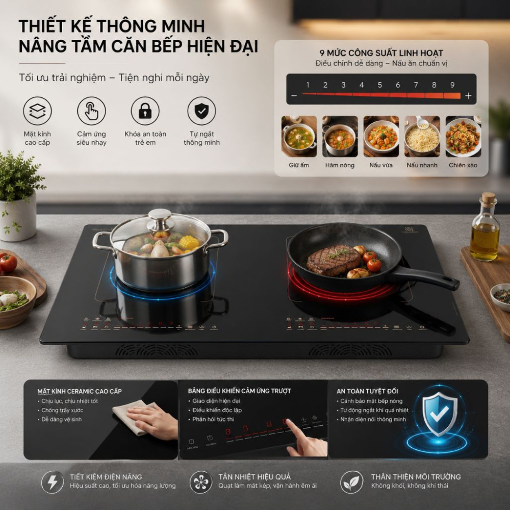 Bếp đôi hồng ngoại điện từ Hawonkoo CEH-263-IF - Hàng chính hãng