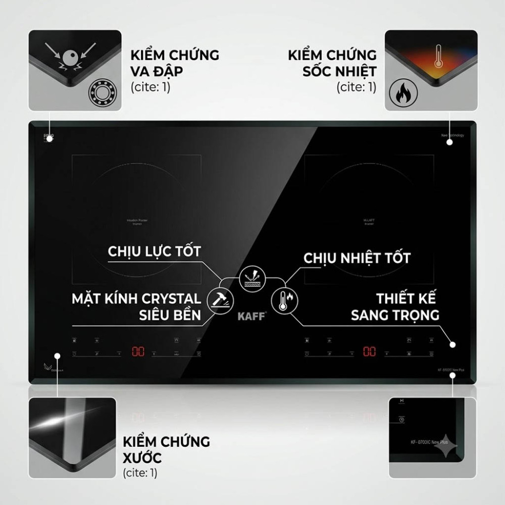 Bếp đôi hồng ngoại điện từ Kaff KF-0703IC New Plus - Hàng chính hãng