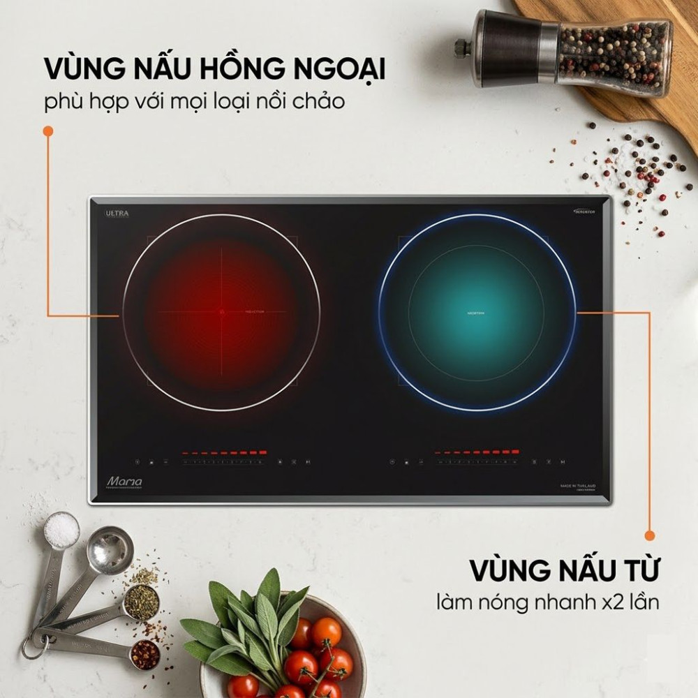 Bếp đôi hồng ngoại điện từ Sunhouse Mama MMB899EI - Hàng chính hãng