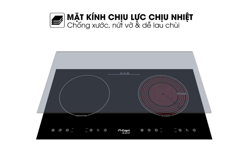 Bề mặt kính Kanger Vitroceramic cao cấp, hạn chế nứt vỡ, dễ vệ sinh