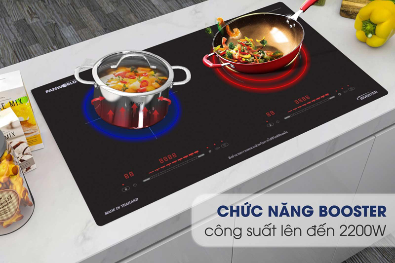 2 bếp nấu riêng biệt, nấu ăn nhanh, tiết kiệm điện năng và thời gian