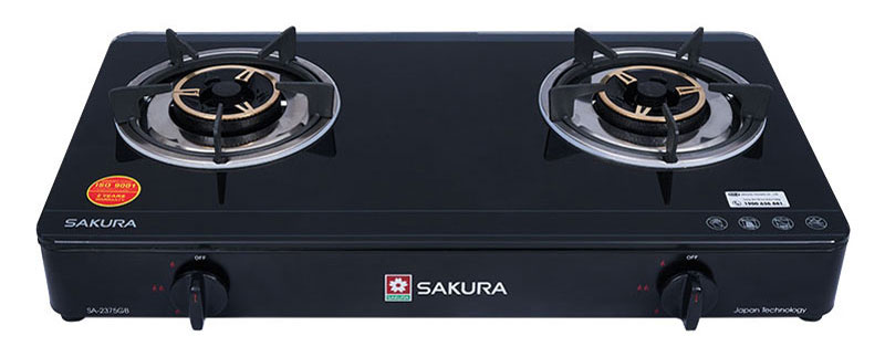 Bếp gas Sakura SA-2375GB có mặt bếp gas bằng kính cường lực, chịu nhiệt tốt, vệ sinh đơn giản