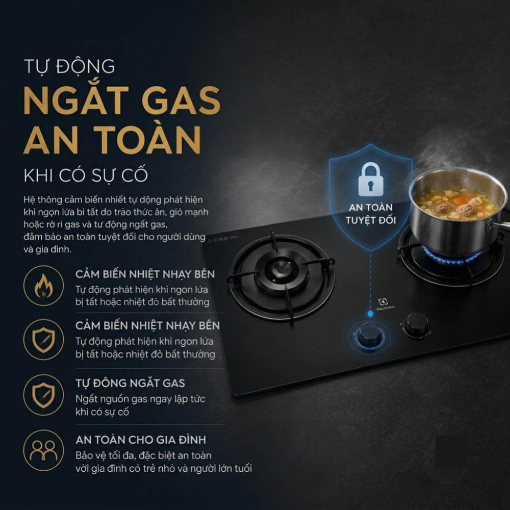 Bếp gas âm Electrolux EHG7220BF - Hàng chính hãng