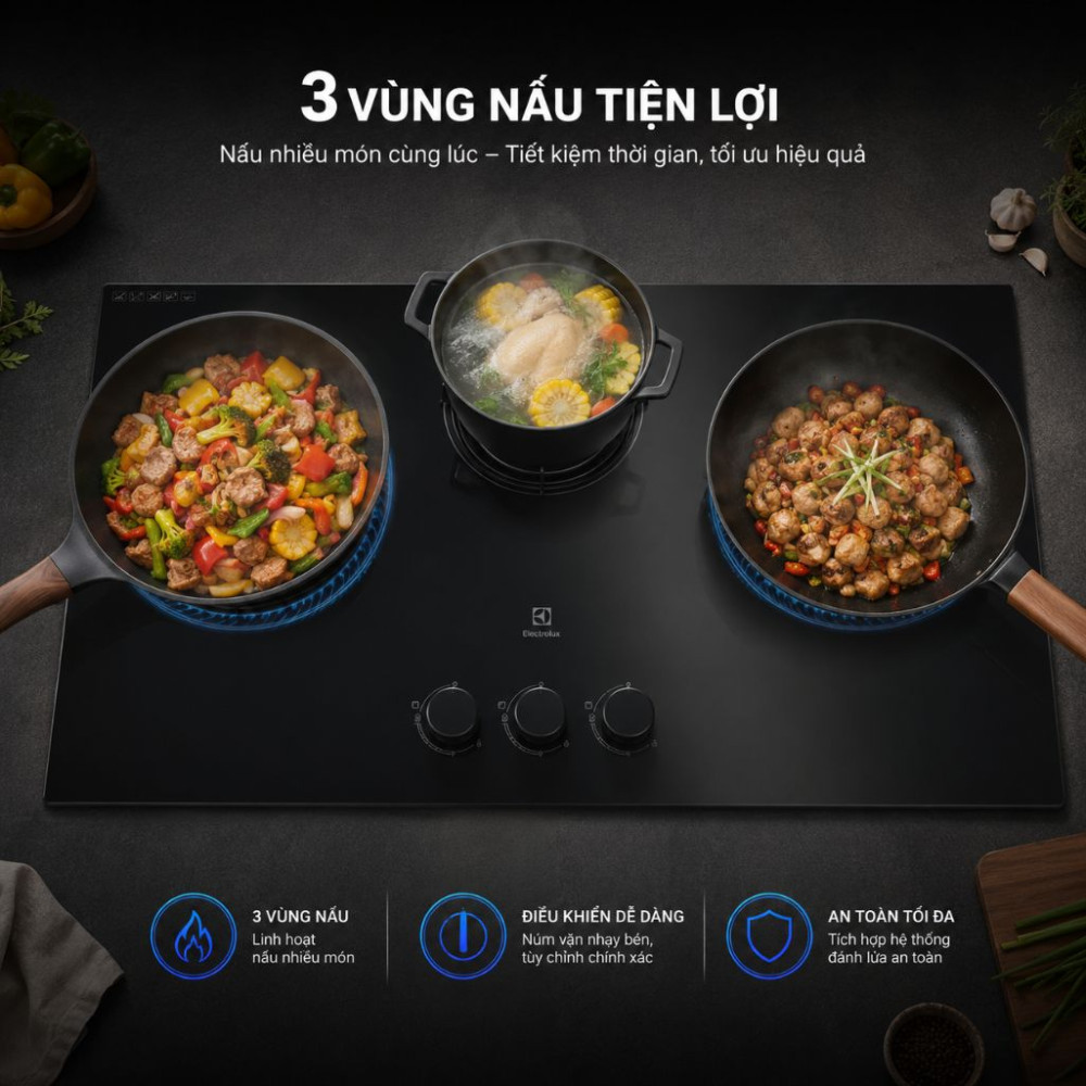 Bếp ga âm Electrolux EHG7303BF - Hàng chính hãng