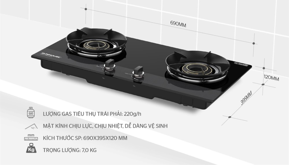 Bếp gas âm Sunhouse SHB61030-V - Hàng chính hãng