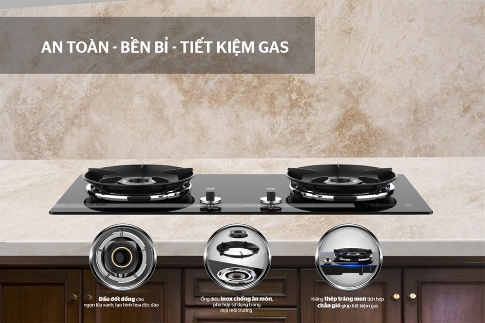 Bếp gas âm kính Sunhouse SHB61020-V - Hàng chính hãng