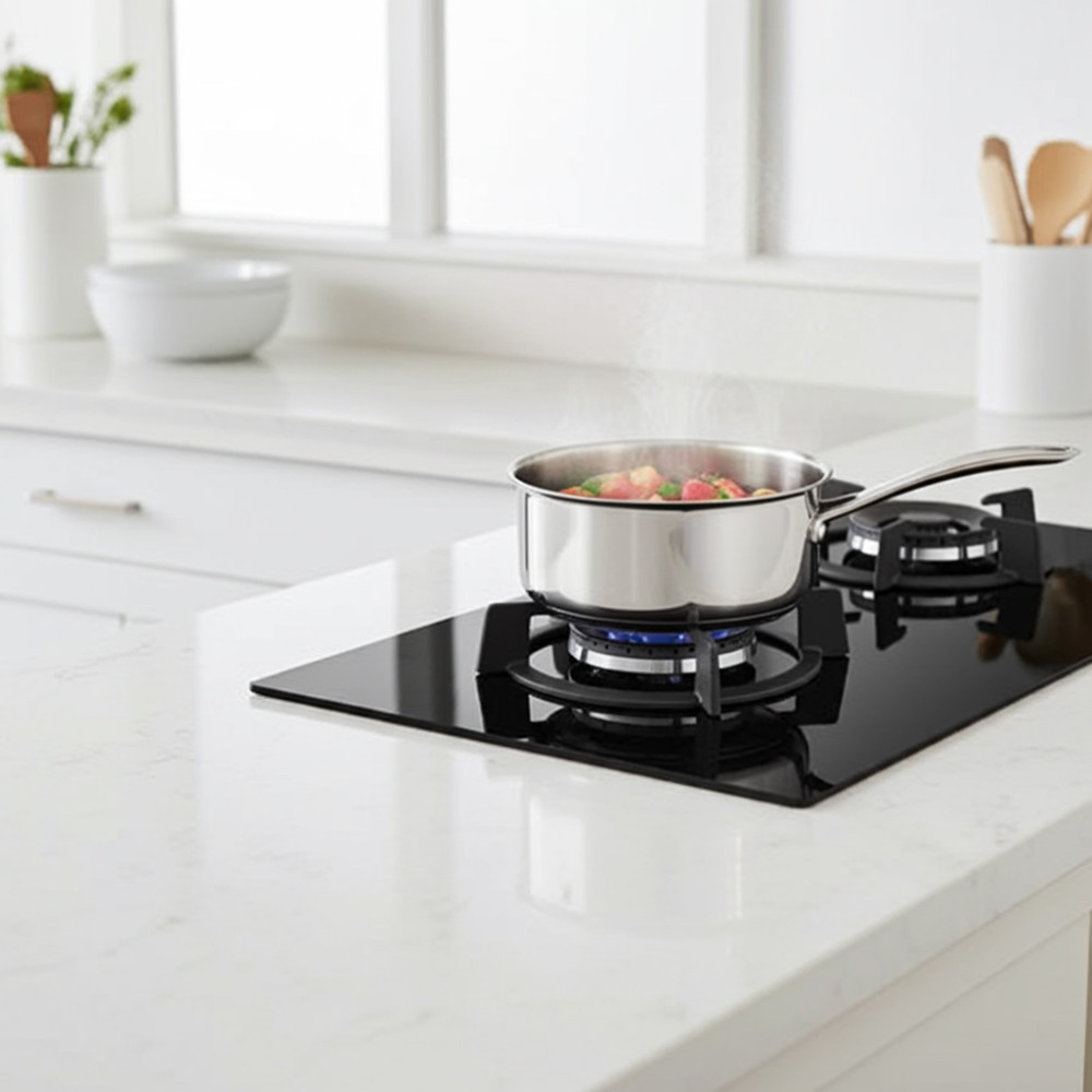 2 bếp gas với vòng lửa mạnh, phân bố đều, rút ngắn thời gian nấu