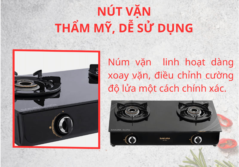 Điều khiển bằng núm vặn thiết kế ở thân bếp, dễ dàng thao tác