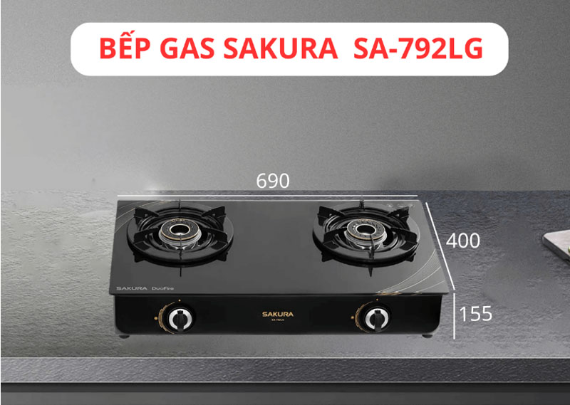 Kích thước của bếp ga đôi Sakura SA-792LG 