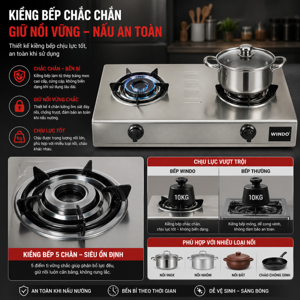 Bếp gas đôi Windo 210SI - Hàng chính hãng