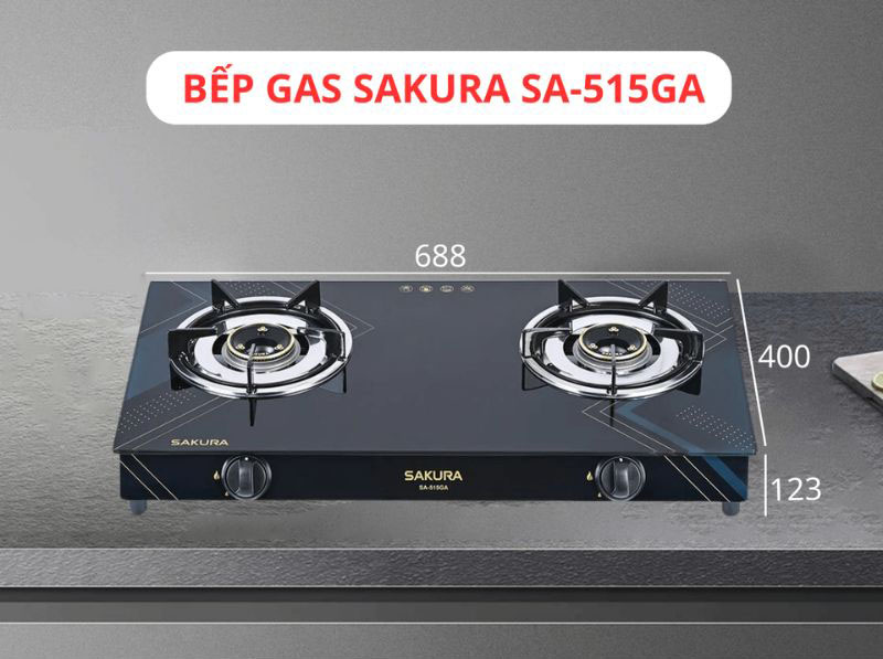 Kích thước của bếp ga đôi Sakura SA-515GA