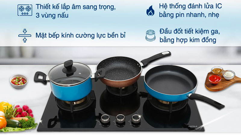 Bếp gas 3 vùng nấu Hafele HC-G783B 538.66.477