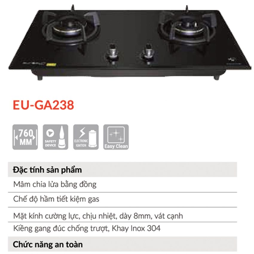 Chi tiết của bếp gas âm Eurosun EU-GA238 