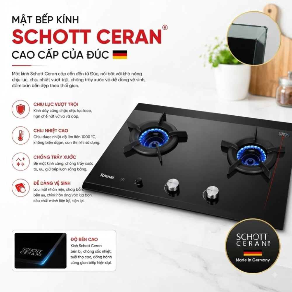 Bếp gas âm Rinnai RB-2CGT-GEN - Hàng chính hãng