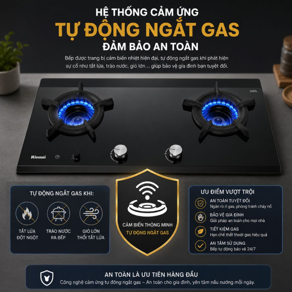 Bếp gas âm Rinnai RB-2CGT-GEN - Hàng chính hãng