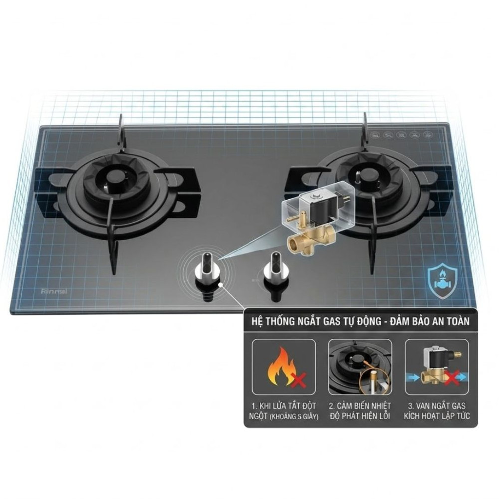 Bếp gas âm Rinnai RVB-732G(DL) - Hàng chính hãng