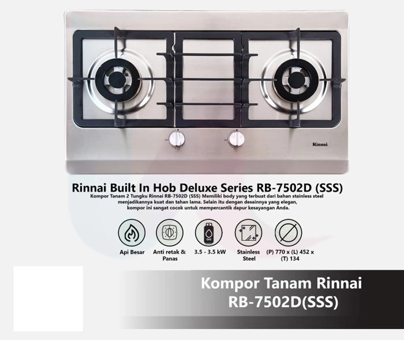 Bếp gas âm Rinnai RB-7502D-SSS nhập khẩu nguyên chiếc từ Indonesia