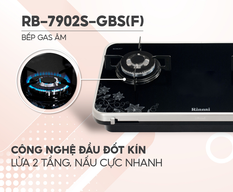 Bếp gas âm Rinnai RB-7902S-GBS(F) - Hàng chính hãng