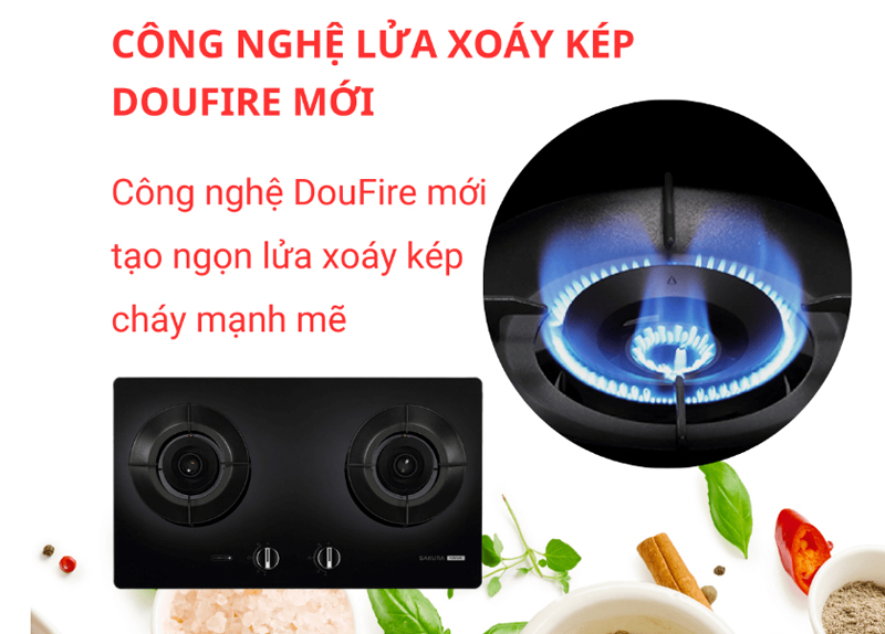 Công nghệ lửa xoáy kép DouFire, tạo ngọn lửa siêu mạnh.