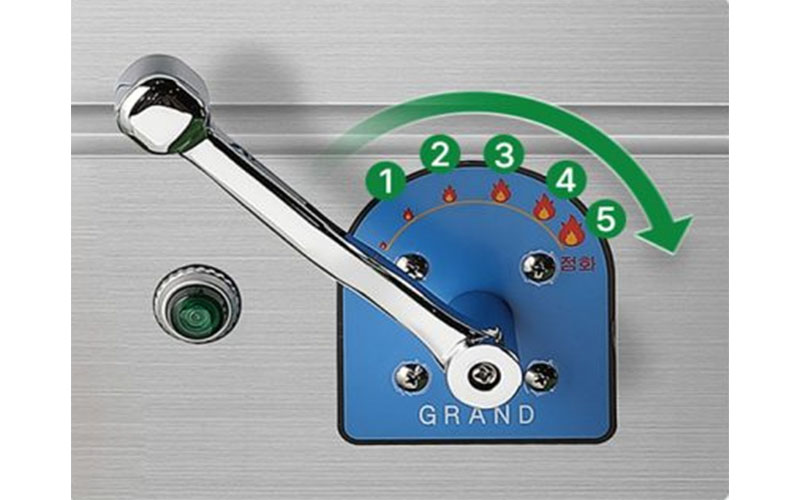 Điều khiển mức nhiệt của Bếp âu 1 họng dùng gas kèm nồi Grand Woosung GWS-N800P