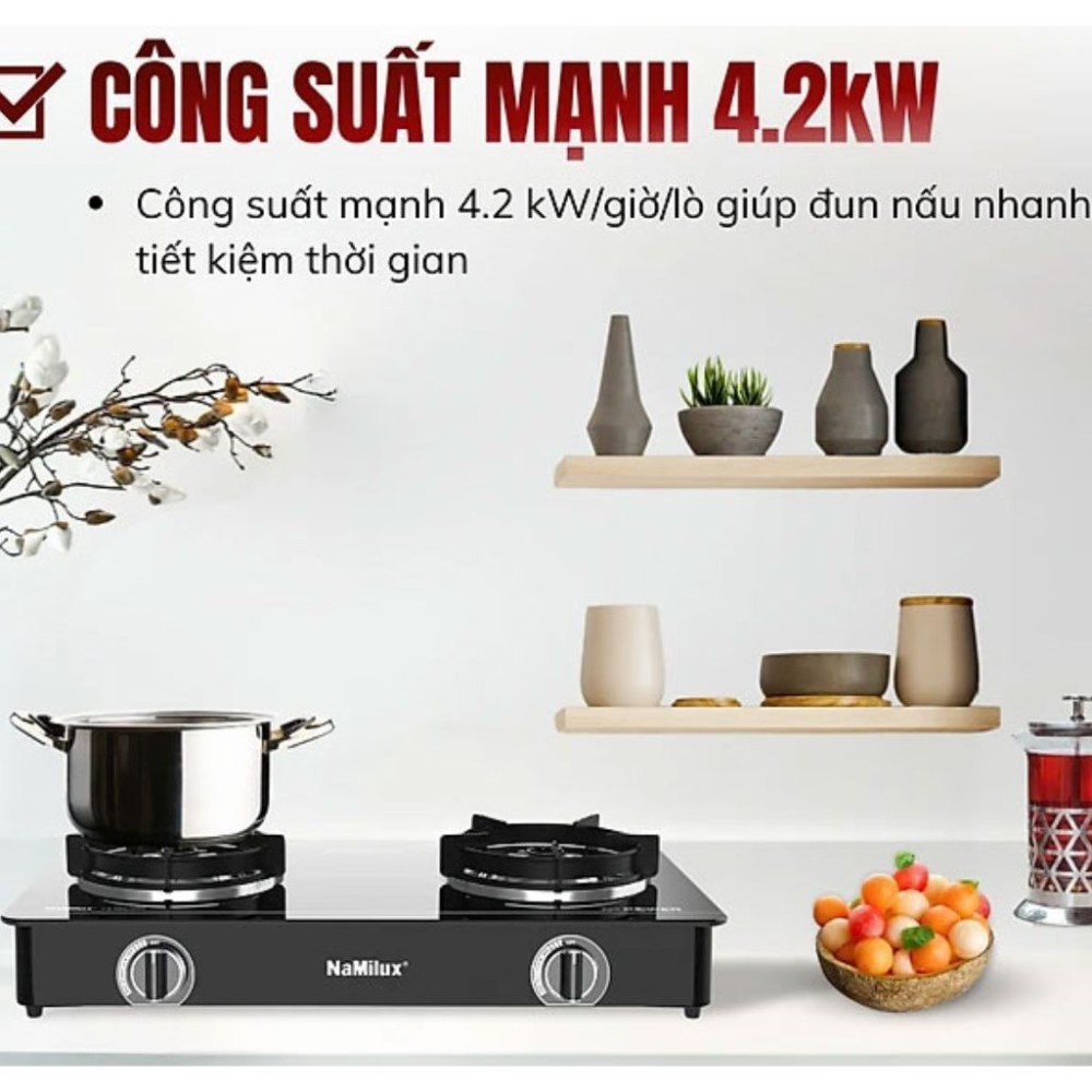 Bếp gas đôi kính cường lực NaMilux DL2463PG - Hàng chính hãng