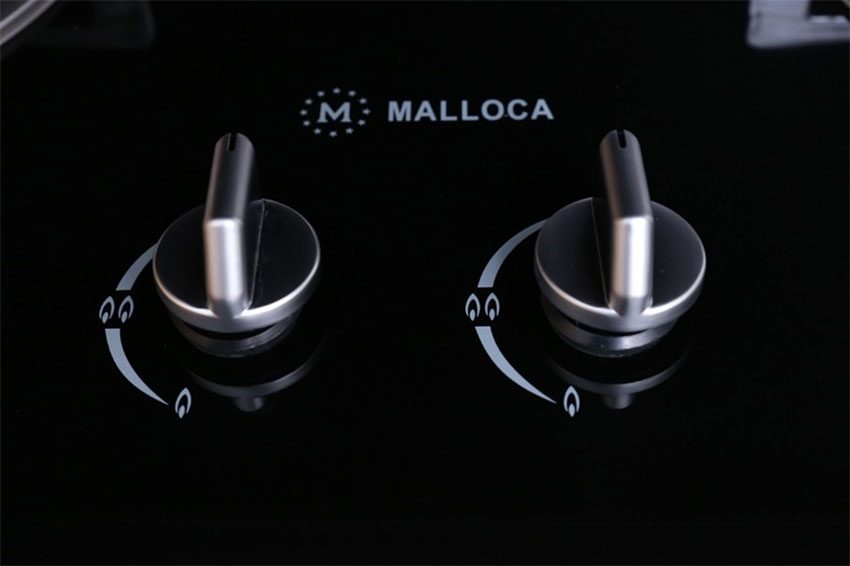 Núm xoay điều khiển của bếp gas đôi âm kính Malloca GHG 732A New 