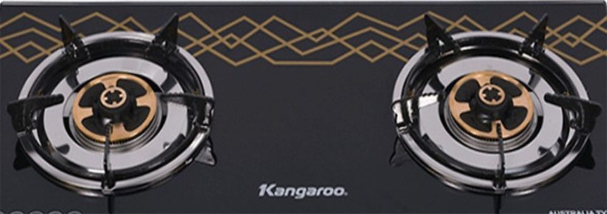 2 vùng nấu riêng biệt của bếp gas đôi dương kính Kangaroo KG513