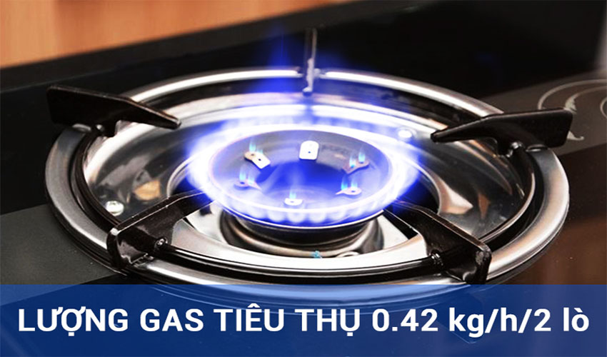 Lượng gas tiêu thụ của Bếp gas đôi dương kính Sakura SA-650G