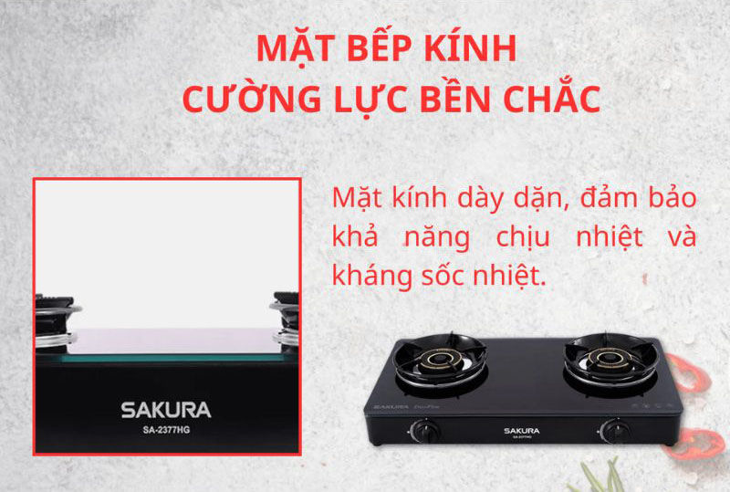 Mặt bếp bằng kính cường lực cao cấp,có khả năng chịu lực chịu nhiệt, dễ vệ sinh