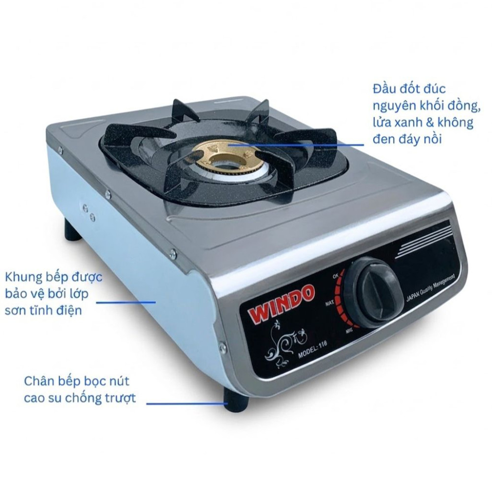 Bếp gas đơn mặt inox Windo 118GD - Hàng chính hãng