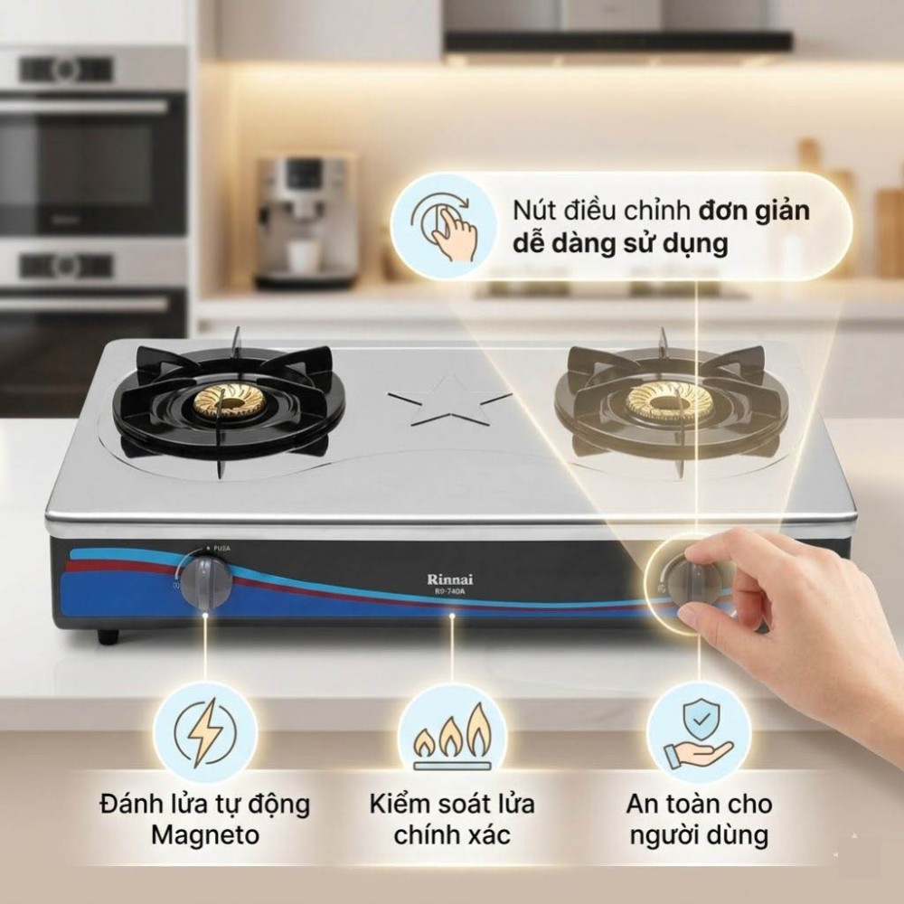Bếp gas dương Rinnai RV-740A(SMC) - Hàng chính hãng