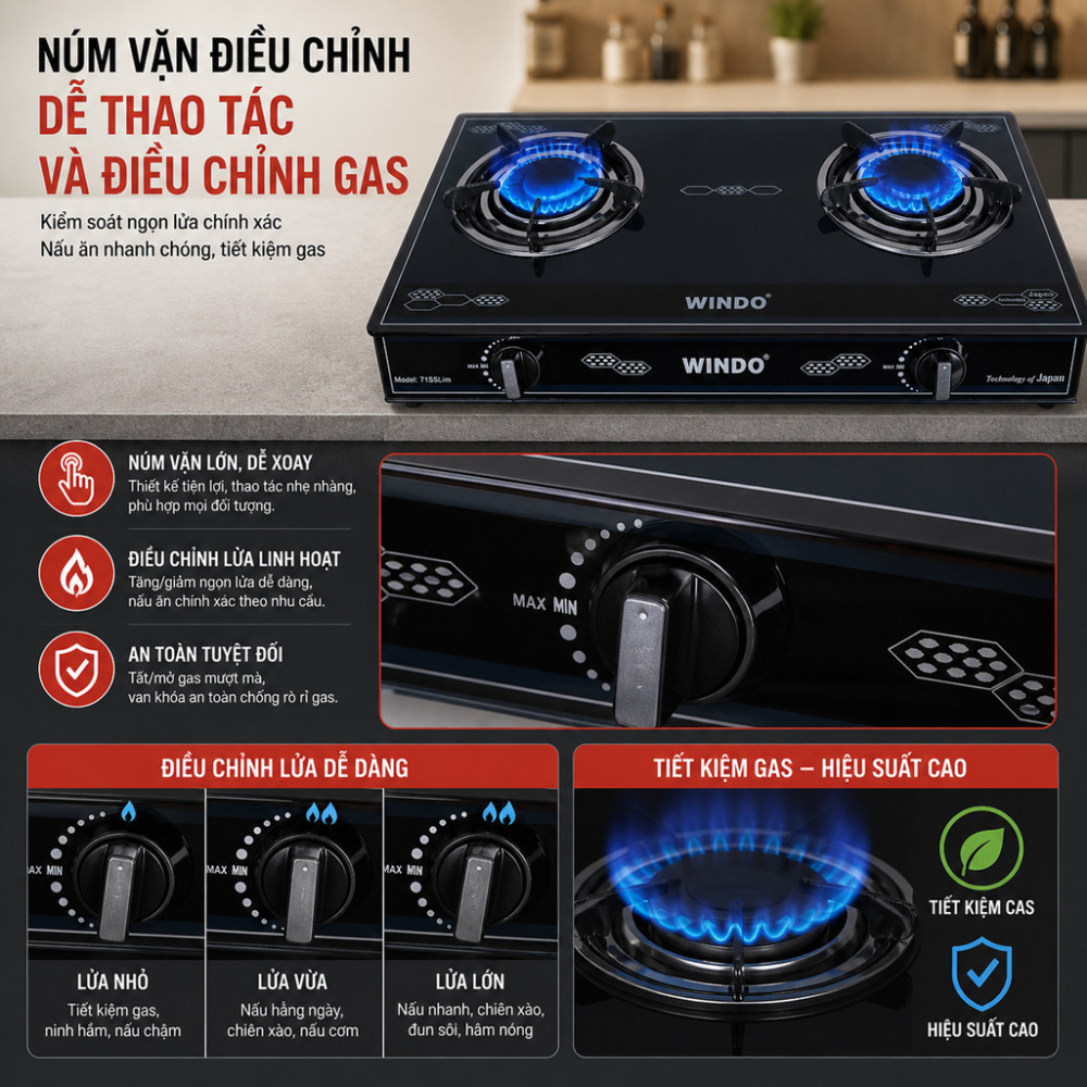 Bếp gas dương Windo 125 - Hàng chính hãng