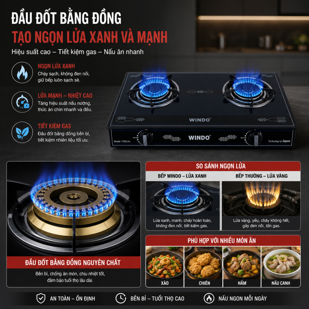 Bếp gas dương Windo 125 - Hàng chính hãng