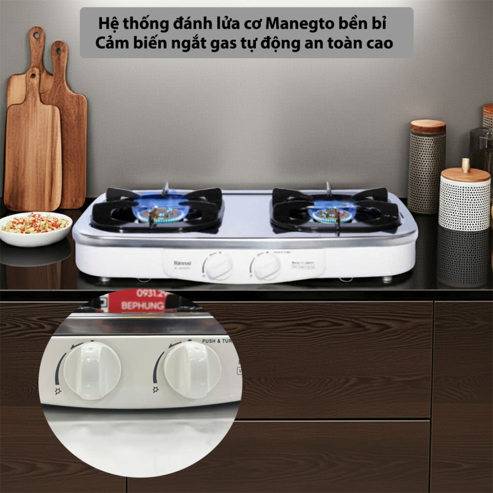 Bếp gas dương Rinnai RJ-554S(SV) hệ thống đánh lửa Manegto siêu bền bỉ