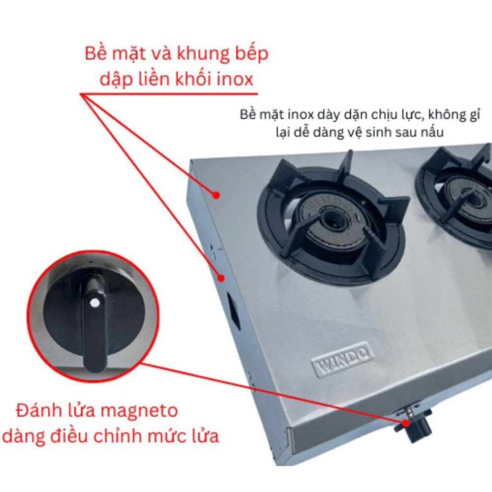 Bếp gas khè công nghiệp 3 lò Windo 38 - Hàng chính hãng