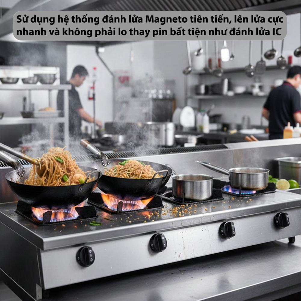 Bếp gas nấu mì cay, cơm niêu OEM 4 Họng Ngang - Hàng chính hãng