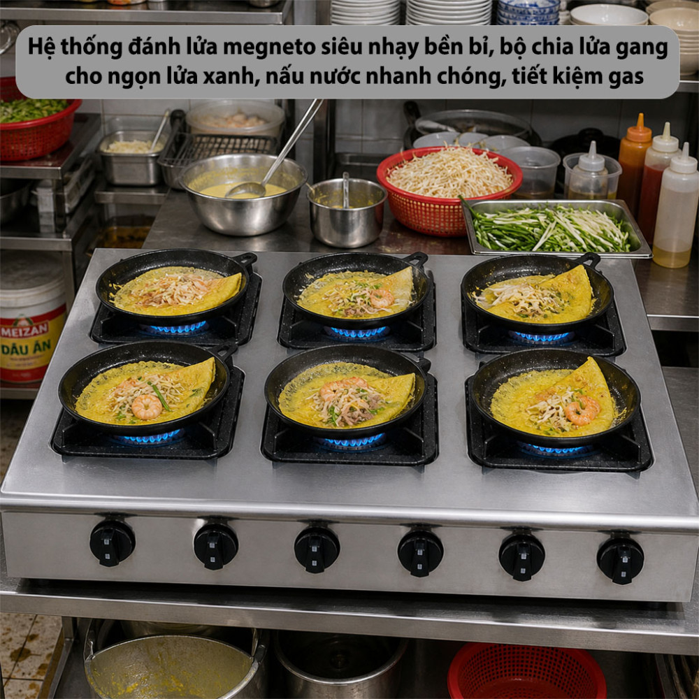 Bếp gas nấu mì cay, cơm niêu OEM 6 Họng - Hàng chính hãng
