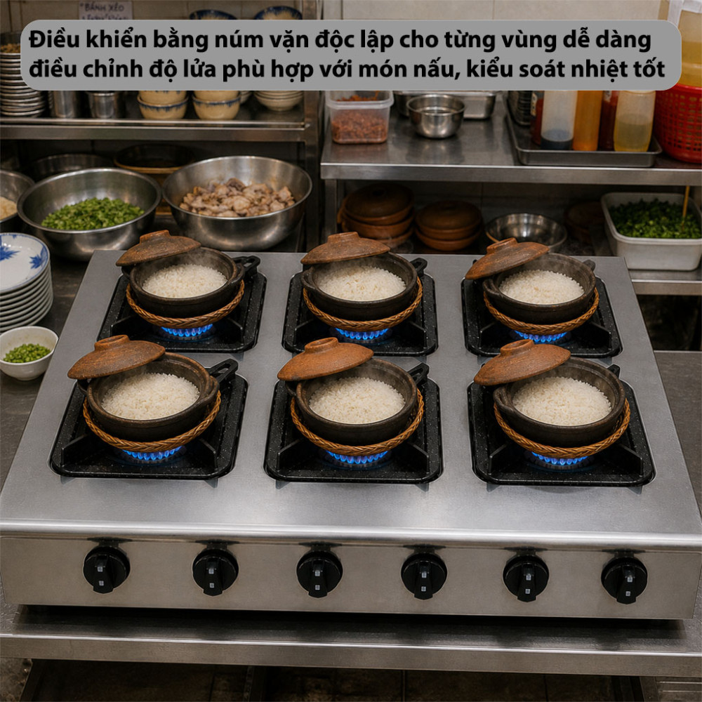 Bếp gas nấu mì cay, cơm niêu OEM 6 Họng - Hàng chính hãng