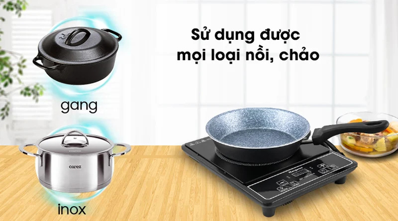 Bếp hồng ngoại đơn KG2000IS sử dụng được tất cả các loại nồi