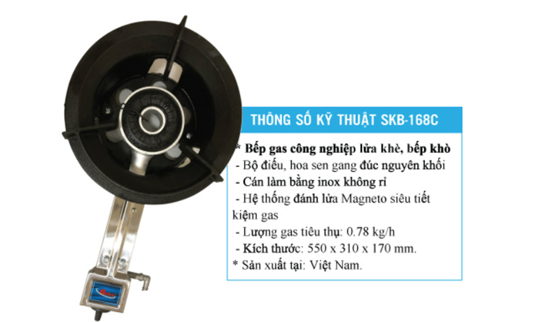 Thông số kỹ thuật của bếp khè công nghiệp Seika SKB-168C