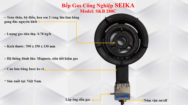 Cấu tạo của bếp khè công nghiệp Seika SKB280C 