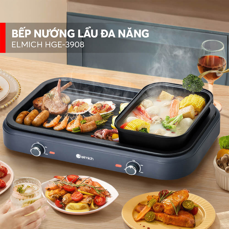 Bếp lẩu nướng đa năng Elmich HE-3908