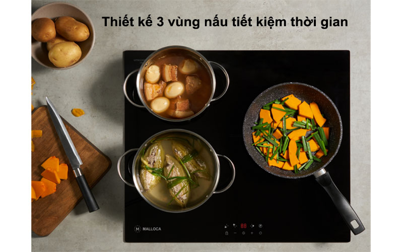 Thiết kế của Bếp từ 3 vùng nấu Malloca MH-5903-IN