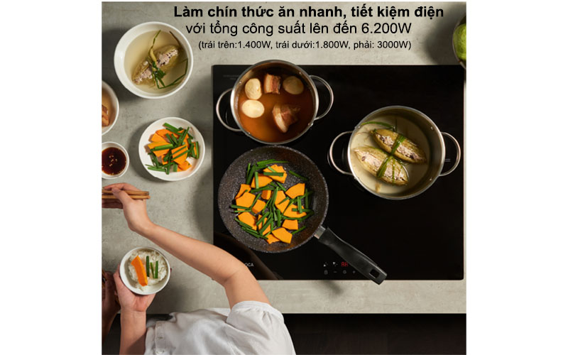 Công suất của Bếp từ 3 vùng nấu Malloca MH-5903-IN