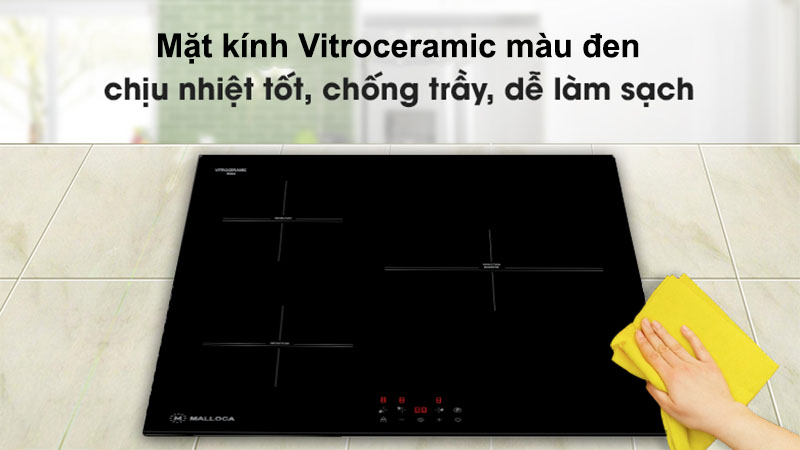 Mặt kính của Bếp từ 3 vùng nấu Malloca MH-5903-IN