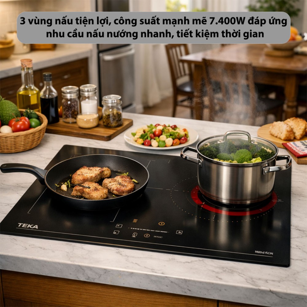 Bếp từ 3 vùng nấu Teka IBF-63210-SCG-BK - Hàng chính hãng