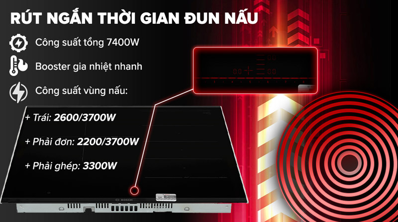 Nấu ăn nhanh chóng, tiết kiệm thời gian với công suất lên đến 7400W