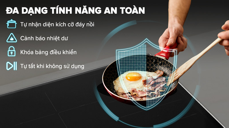 Bếp được trang bị nhiều tính năng thông minh đi kèm