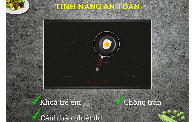 Tính năng an toàn của Bếp từ Bosch PIE875HC1E SERIE 6