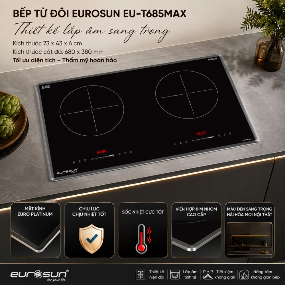 Bếp từ đôi Eurosun EU-T685Max - Hàng chính hãng